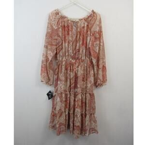 NWT Kate & Lily Size 14 Pink Smocked Waist Off The Shoulder Ruffle Midi Dress